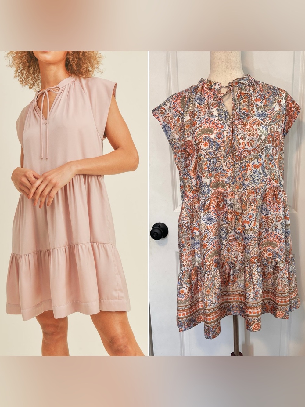 RESET by Jane Amelia Paisley‎ Printed Tiered Cap Sleeve Mini Dress